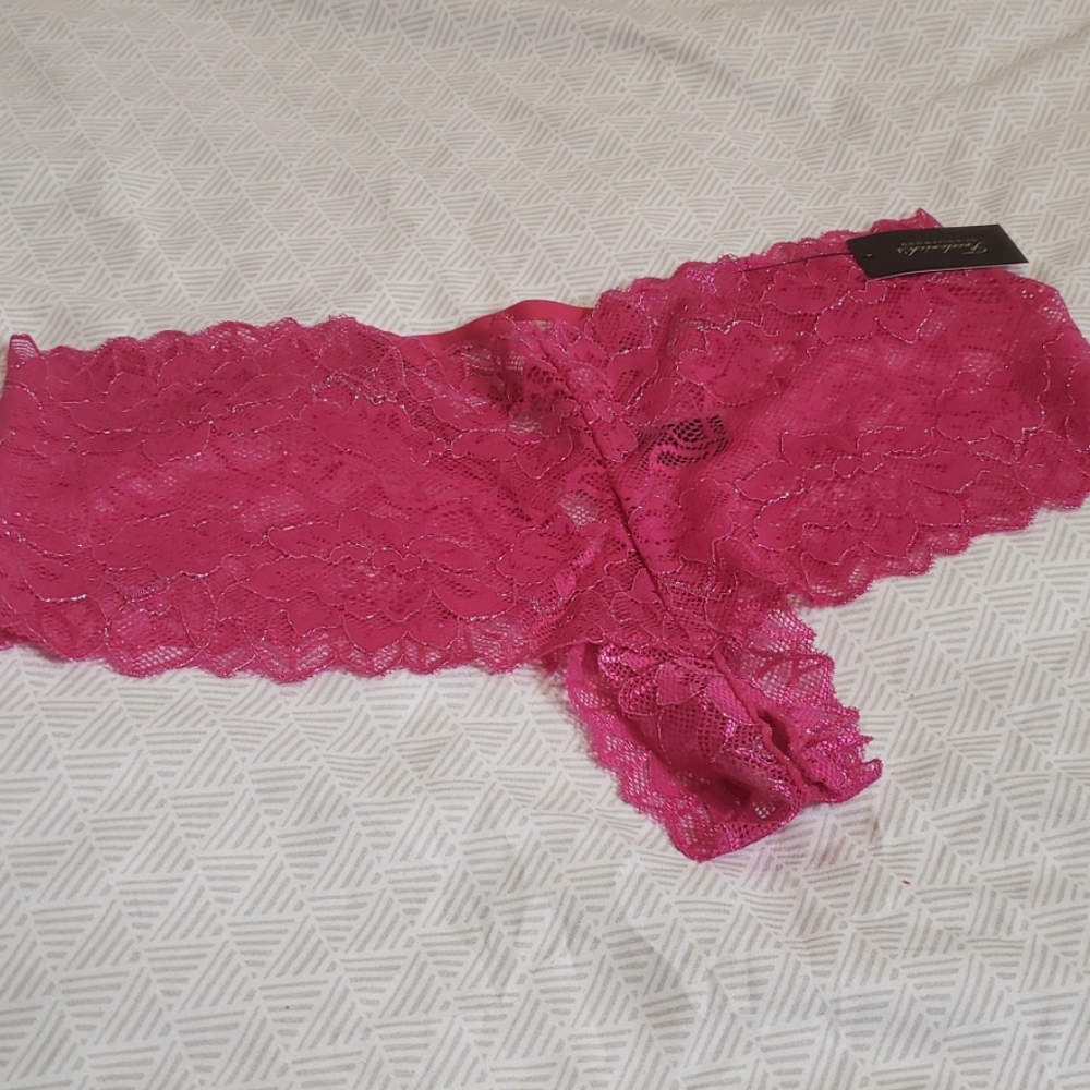 NWT Pink Lace Crotchless Panties